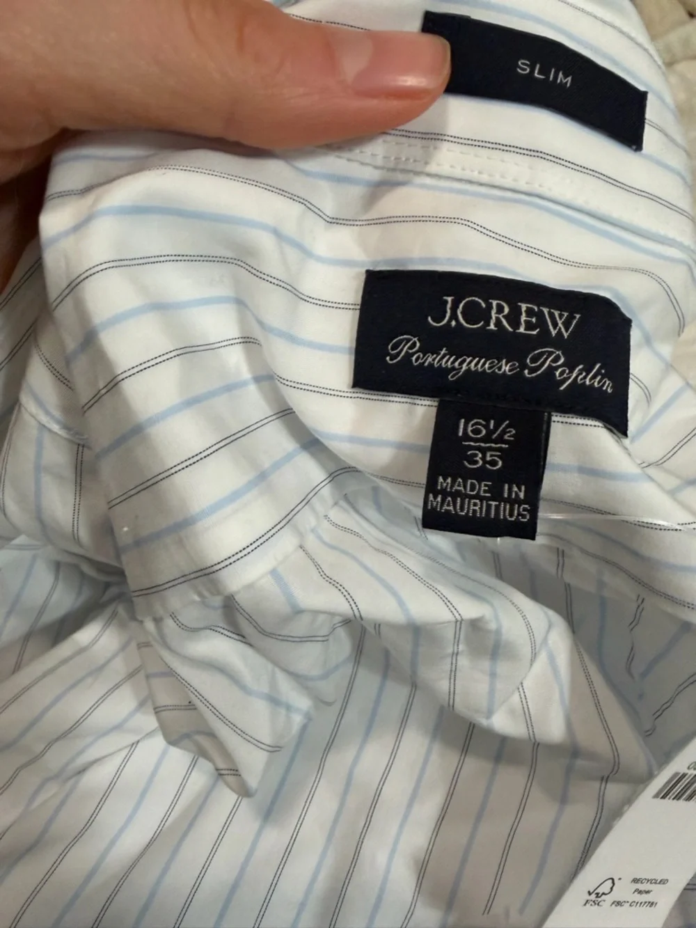 J crew Portuguese cotton poplin shirt Perry Stripe White Blue